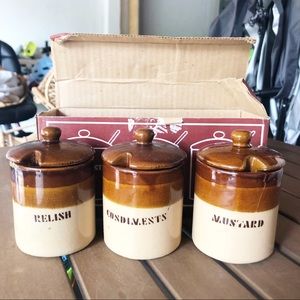 Vintage condiment food ceramic holders